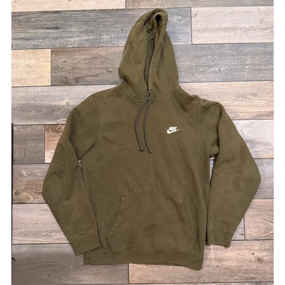Dark Green Embroidered Swoosh Nike Hoodie Jacket - Size Small